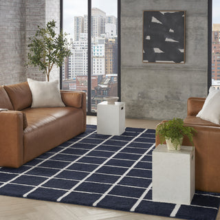 Nourison West End Ave WTE01 Navy Ivory Area Rug by DKNY Corner Image