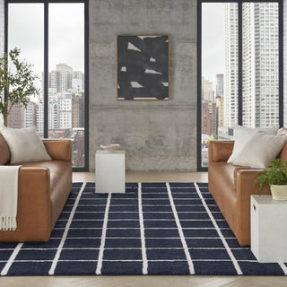 Nourison West End Ave WTE01 Navy Ivory Area Rug by DKNY Swatch Image