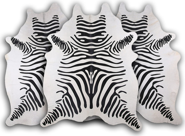 Dekoland Printed Cowhides Zebra on White Area Rug