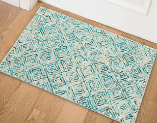 Dalyn Zoe ZZ1 Teal Area Rug Scatter Lifestyle Image Feature