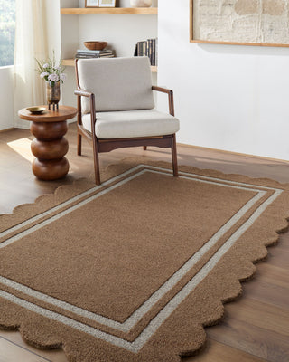Livabliss Scalloped SCP-2301 Umber Area Rug Room Scene Feature