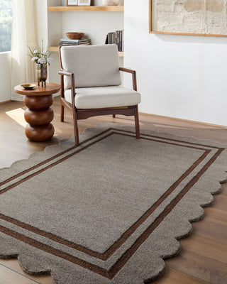 Livabliss Scalloped SCP-2303 Charcoal Area Rug Room Scene Feature