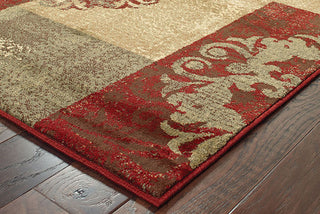 Oriental Weavers Tybee 851U6 Green/Red Area Rug Corner On Wood