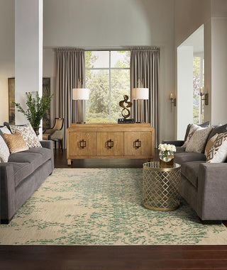 Karastan Cosmopolitan Nirvana Jade Area Rug by Virginia Langley Room Scene Featured 