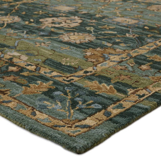 Jaipur Living Cardamom Ahava COM03 Green/Blue Area Rug - Corner