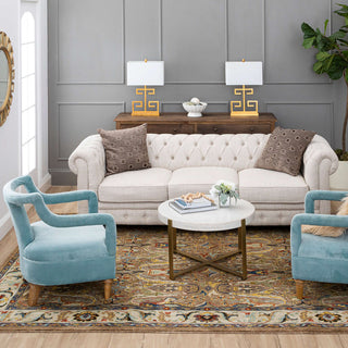 Karastan Pandora Envy Taupe Area Rug Room Scene Featured 