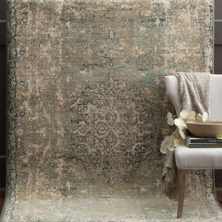 Karastan Titanium Floret Ivory Area Rug by Patina Vie Room Scene Featured 