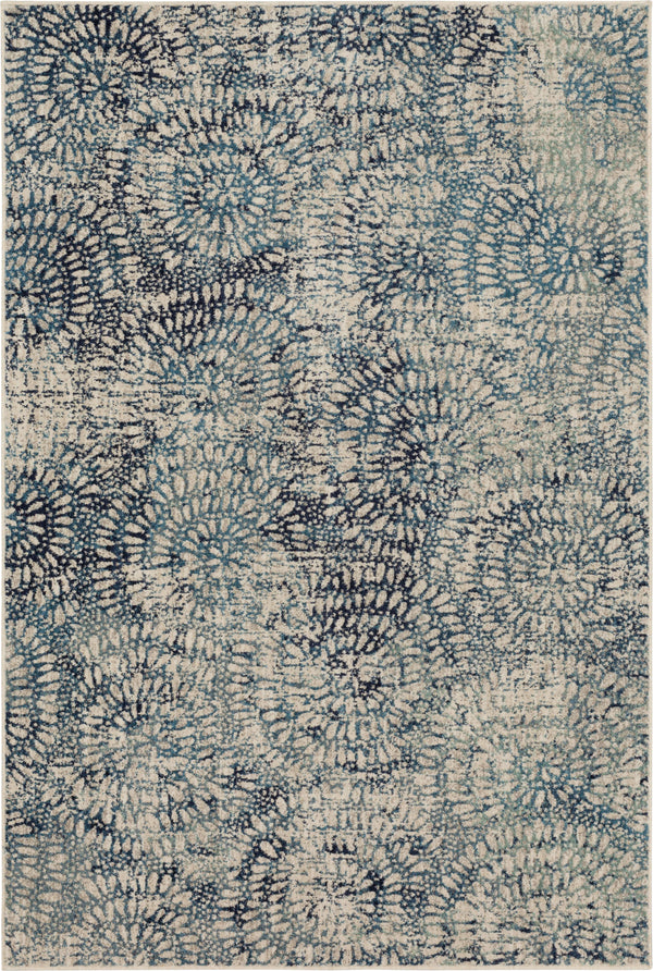 Karastan Expressions Imprinted Blooms Aqua Area Rug by Scott Living Main Image