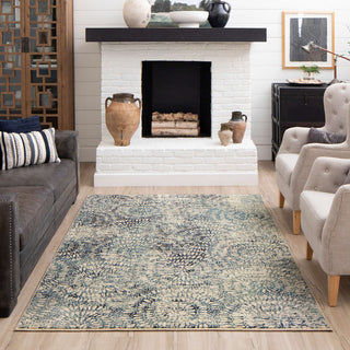 Karastan Expressions Imprinted Blooms Aqua Area Rug by Scott Living 