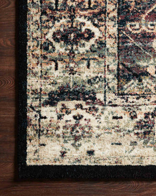 Loloi Jasmine JAS-02 Ink / Multi Area Rug Corner On Wood