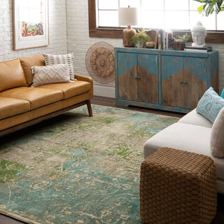 Karastan Meraki Chimera Lime Area Rug Room Scene 2