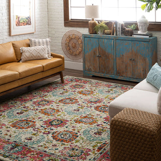 Karastan Meraki Mirage Fuchsia Area Rug Room Scene Featured