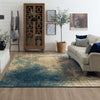 Karastan Intrigue Mesmerize Aqua Area Rug Room Scene Featured