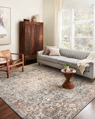 Loloi II Saban SAB-02 Blue/Spice Area Rug Room Scene Featured