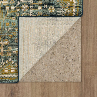 Karastan Touchstone Suir Blue Teal Area Rug Backing 