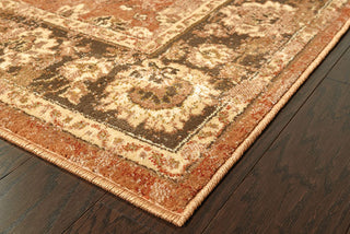 Oriental Weavers Casablanca 4465E Orange/Mink Area Rug Corner On Wood