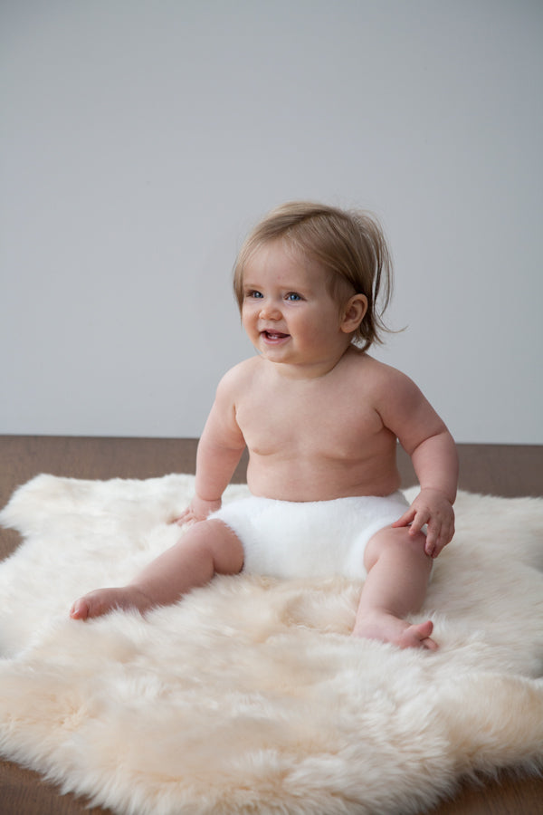 Auskin Luxury Skins Infant Care Long Wool Rug Bone Area
