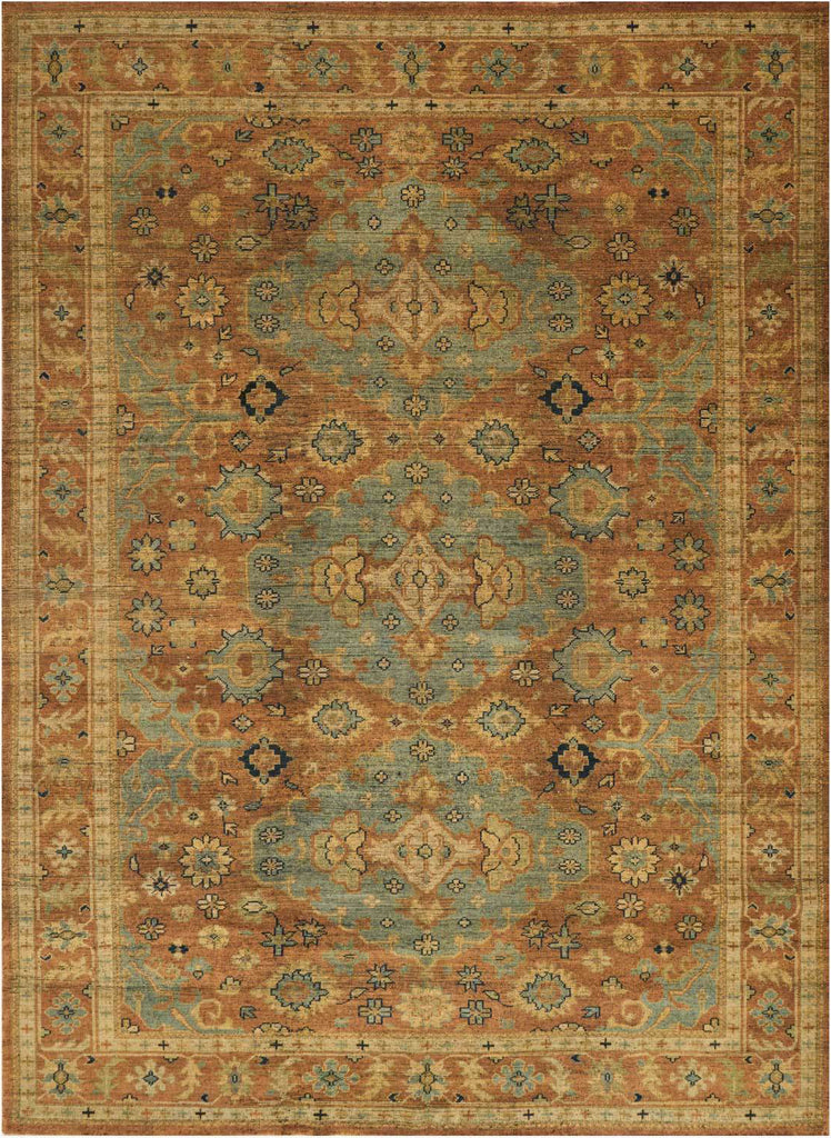 Loloi Indo Transitional Wool One of a Kind Light Blue/Coral Area Rug