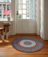Capel Wanderer 0228 Global Blue Area Rug Round Roomshot Image 1 Feature