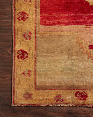 Loloi Turkish Hand Knots One of a Kind Red Area Rug Corner Image