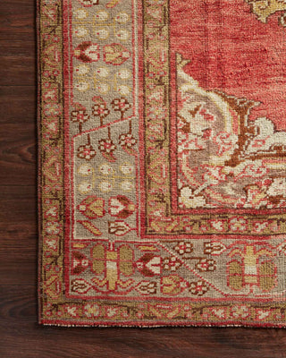 Loloi Turkish Hand Knots One of a Kind Red Area Rug Corner Image