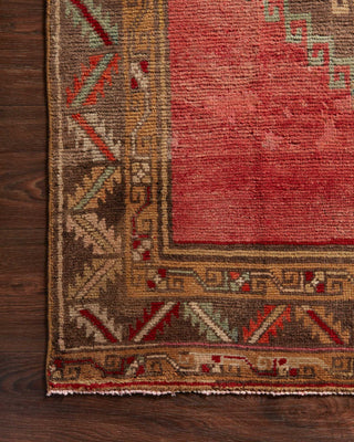 Loloi Turkish Hand Knots One of a Kind Red Area Rug Corner Image