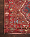 Loloi Turkish Hand Knots One of a Kind Red Area Rug Corner Image