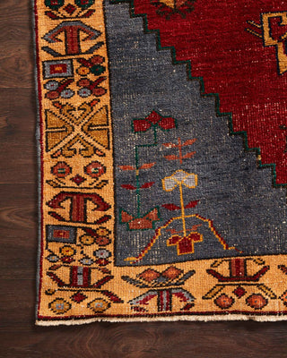 Loloi Turkish Hand Knots One of a Kind Red Area Rug Corner Image