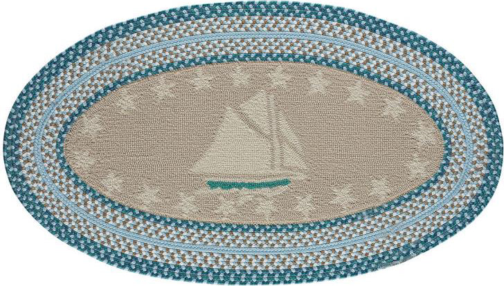 Capel Anthony Baratta Maritime-Sailboat 0383 Ocean Area Rug Oval