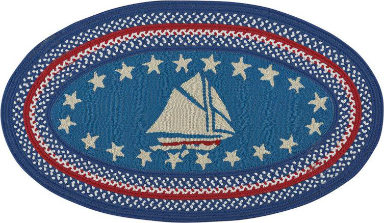 Capel Anthony Baratta Maritime-Sailboat 0383 Blue Area Rug Oval