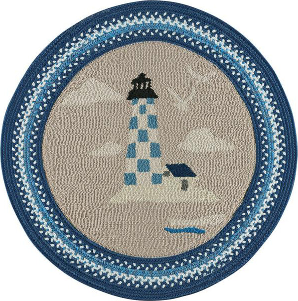 Capel Anthony Baratta Maritime-Lighthouse 0385 Dark Blue Area Rug Round