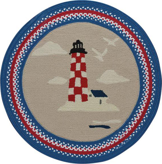 Capel Anthony Baratta Maritime-Lighthouse 0385 Ruby Area Rug Round