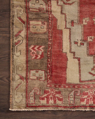 Loloi Turkish Hand Knots One of a Kind Red Area Rug Corner Image