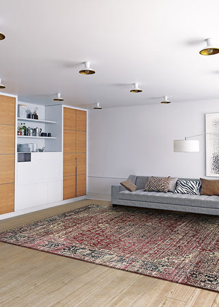 Couristan Zahara Persian Vase Red/Black/Oatmeal Area Rug Lifestyle Image Feature