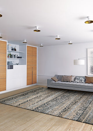 Couristan Zahara All Over Diamond Black/Light Blue/Oatmeal Area Rug Lifestyle Image Feature