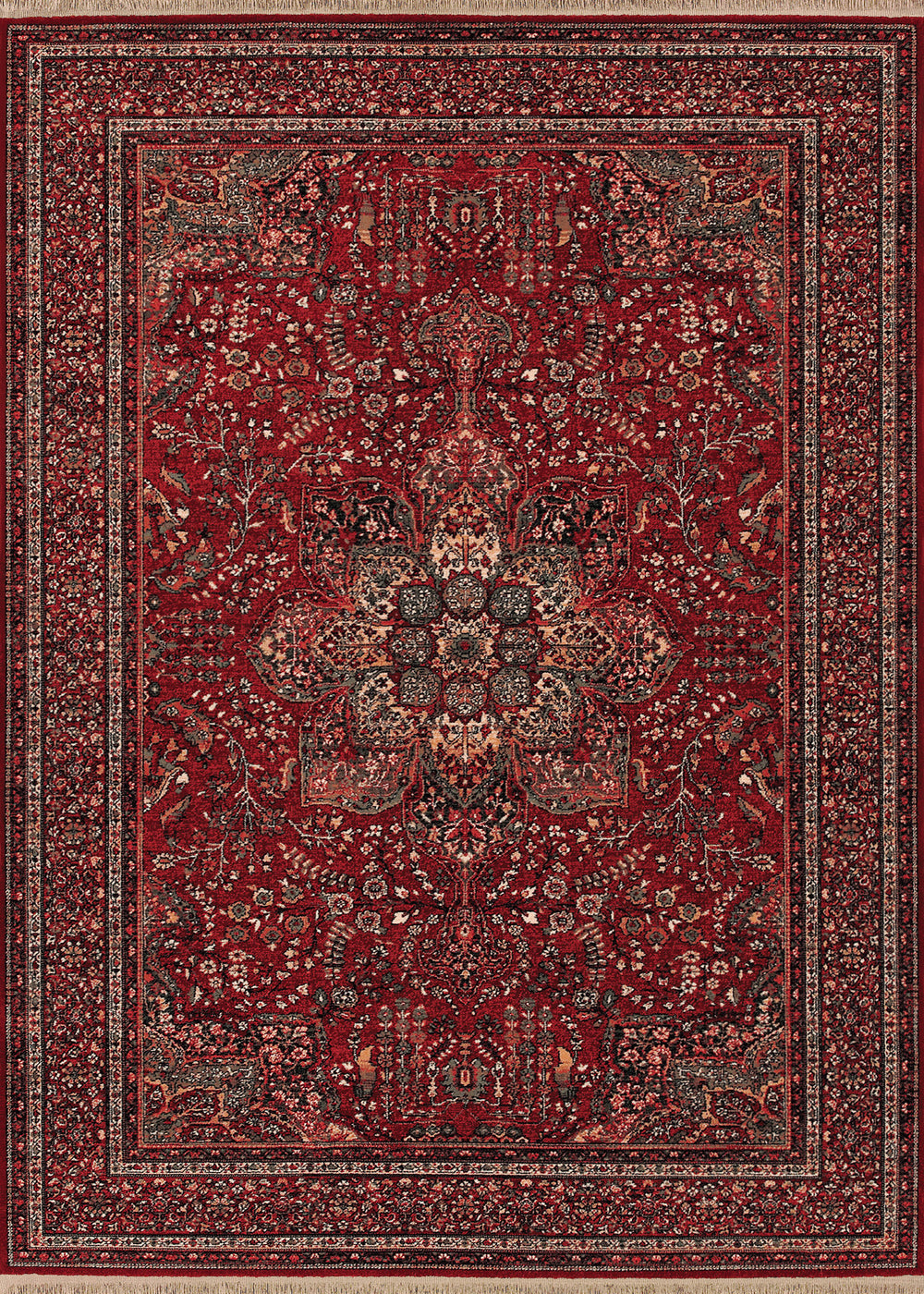 Couristan Kashimar All Over Center Medallion Antique Red Area Rug
