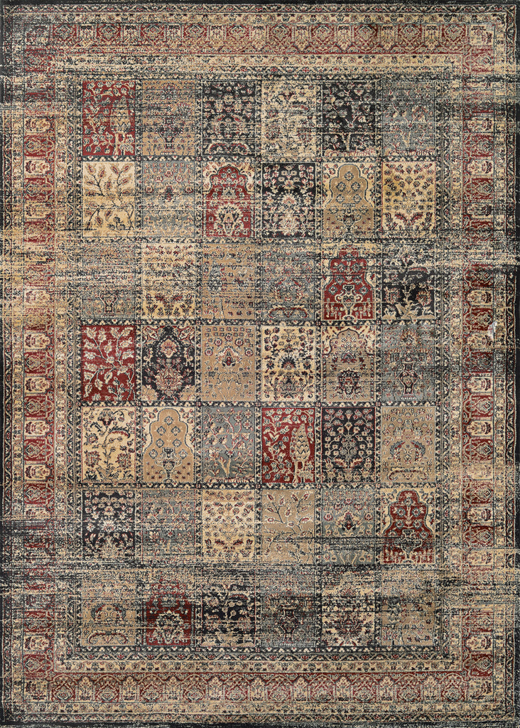 Couristan Zahara Column Panel Black/Red/Oatmeal Area Rug main image