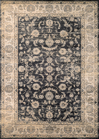 Couristan Zahara Floral Emblem Black/Oatmeal Area Rug main image