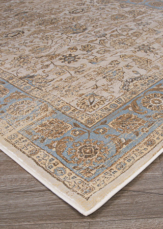 Couristan Zahara Embellished Blossom Light Blue/Black Area Rug Close Up Image