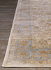 Couristan Zahara Embellished Blossom Light Blue/Black Area Rug Corner Image