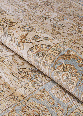 Couristan Zahara Embellished Blossom Light Blue/Black Area Rug Detail Image