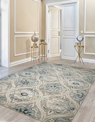 Couristan Cire` Cherrington Greige/Antique Cream Area Rug Lifestyle Image Feature