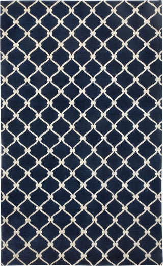 Capel Picket 1928 Dark Blue Cream 475 Area Rug by COCOCOZY Rugs Rectangle