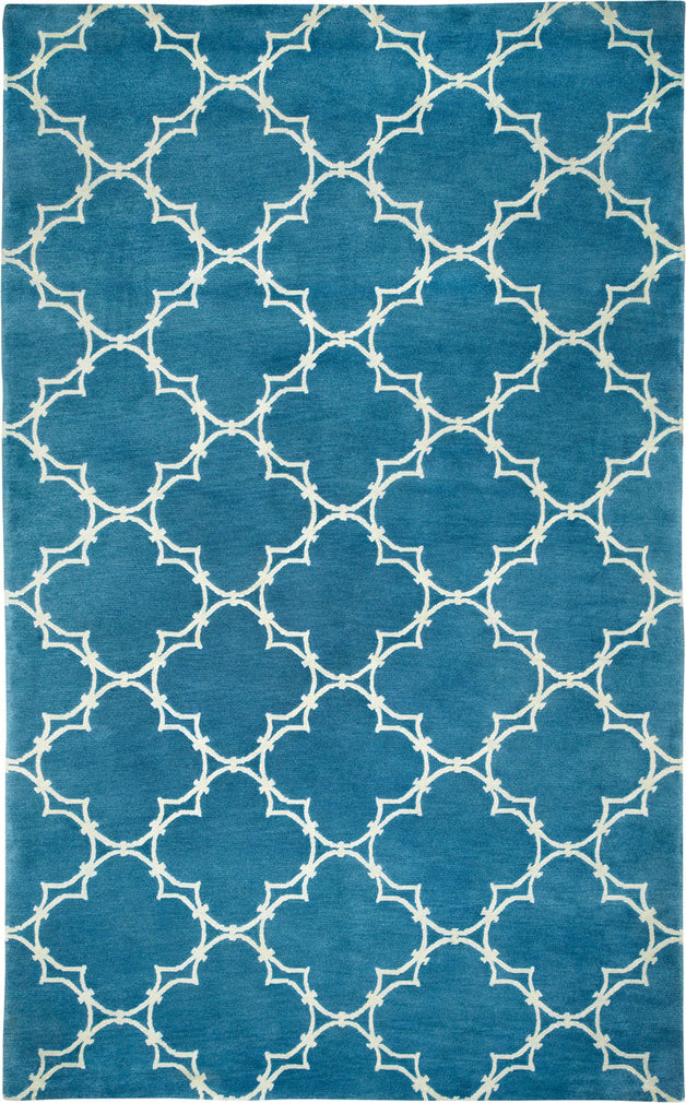 COCOCOZY Yale Bright Blue Wool Rug 5ft x 8ft