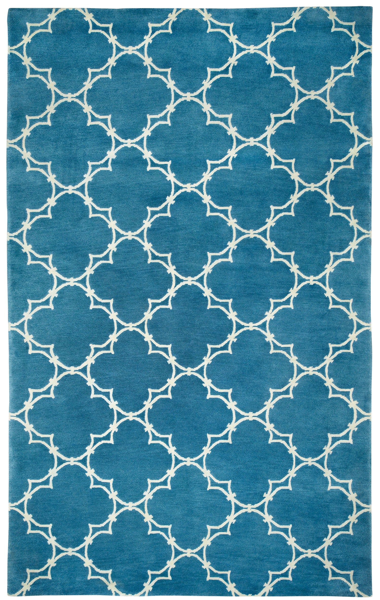 COCOCOZY Yale Bright Blue Wool Rug 5ft x 8ft
