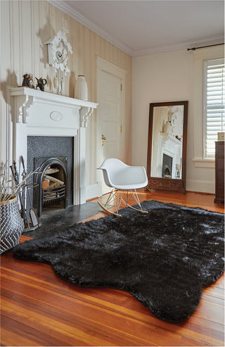 Capel Cozy Shag 2039 Black 375 Area Rug Rectangle Roomshot Image 1 Feature