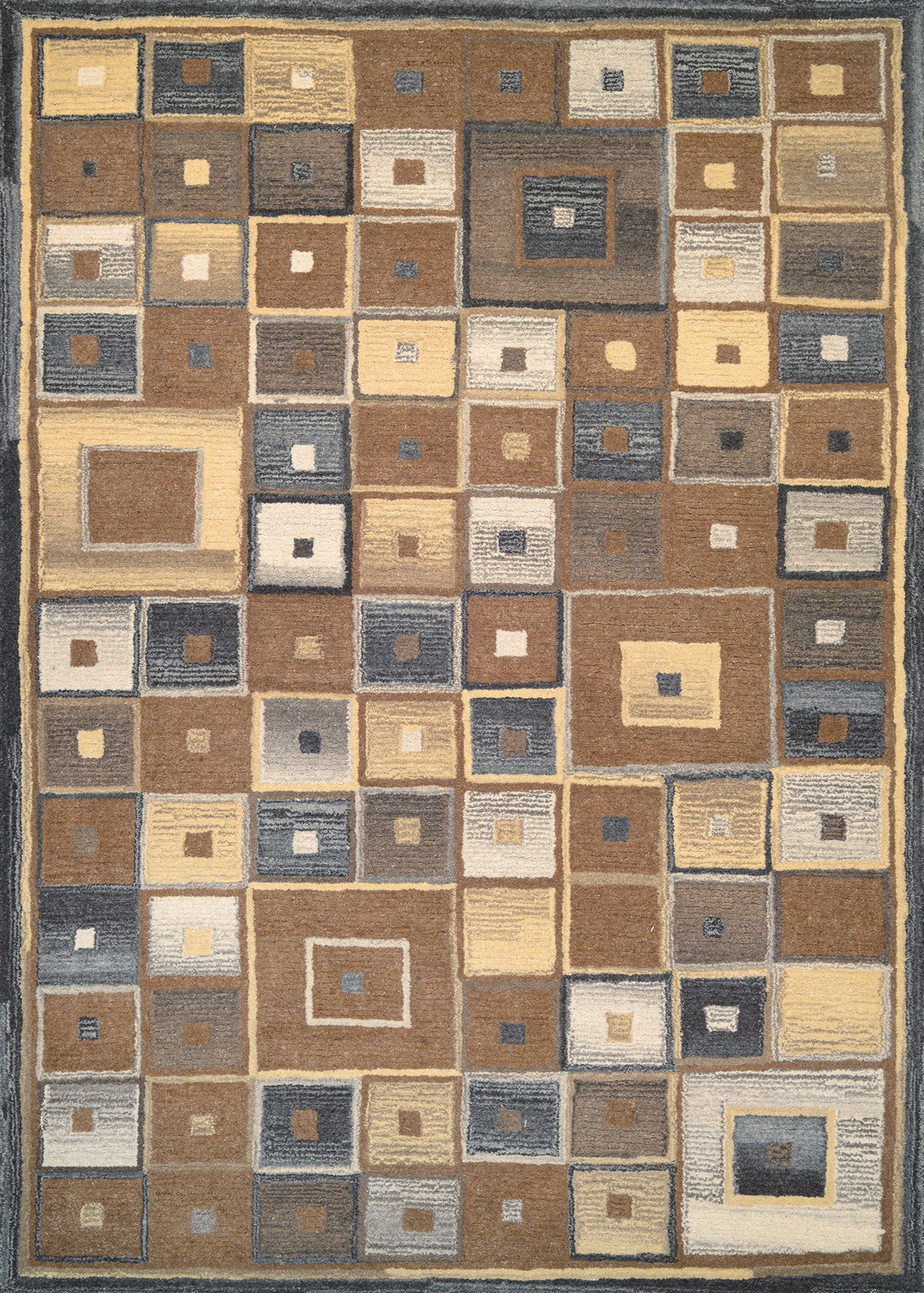 Couristan Super Indo Natural Abstract Squares Brown Area Rug