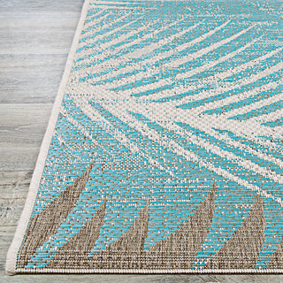 Couristan Monaco Tropical Palms Aqua Area Rug Corner Image