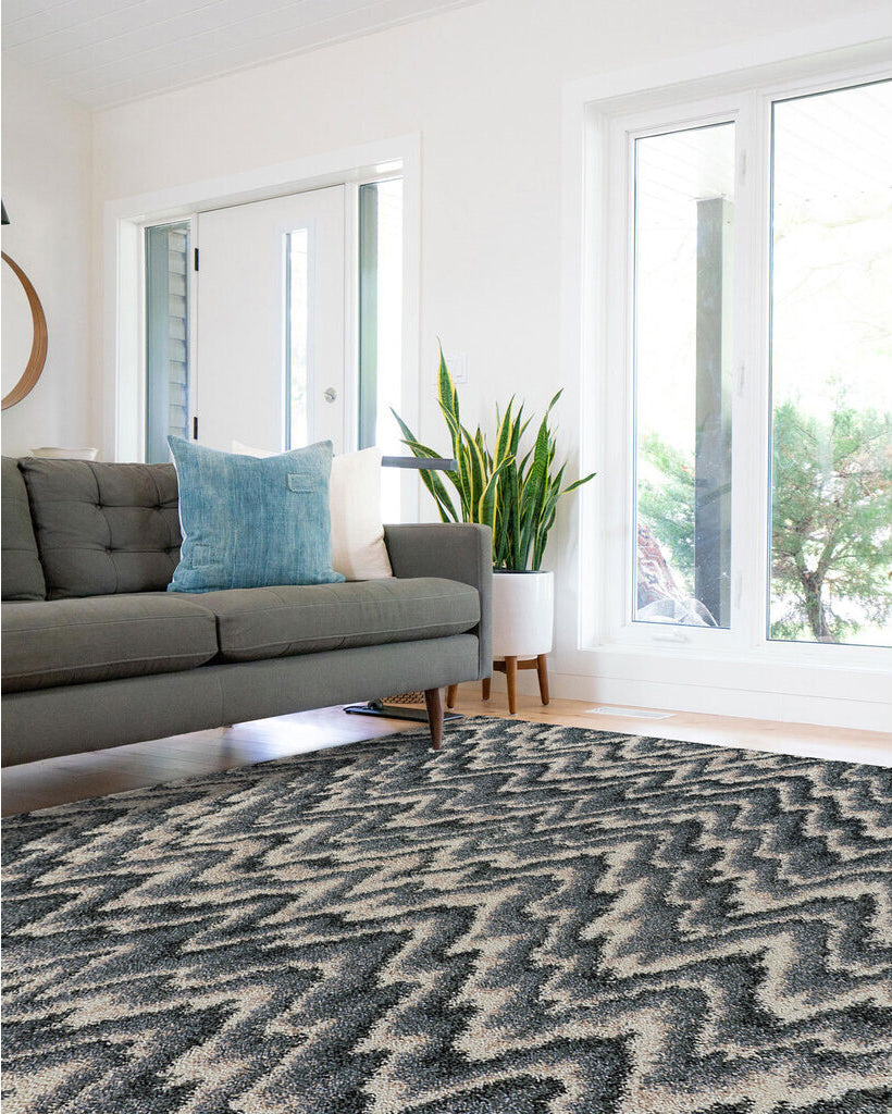 Capel Mineral-Flamestitch 2440 Blue Slate Area Rug Rectangle Roomshot Image 1 Feature