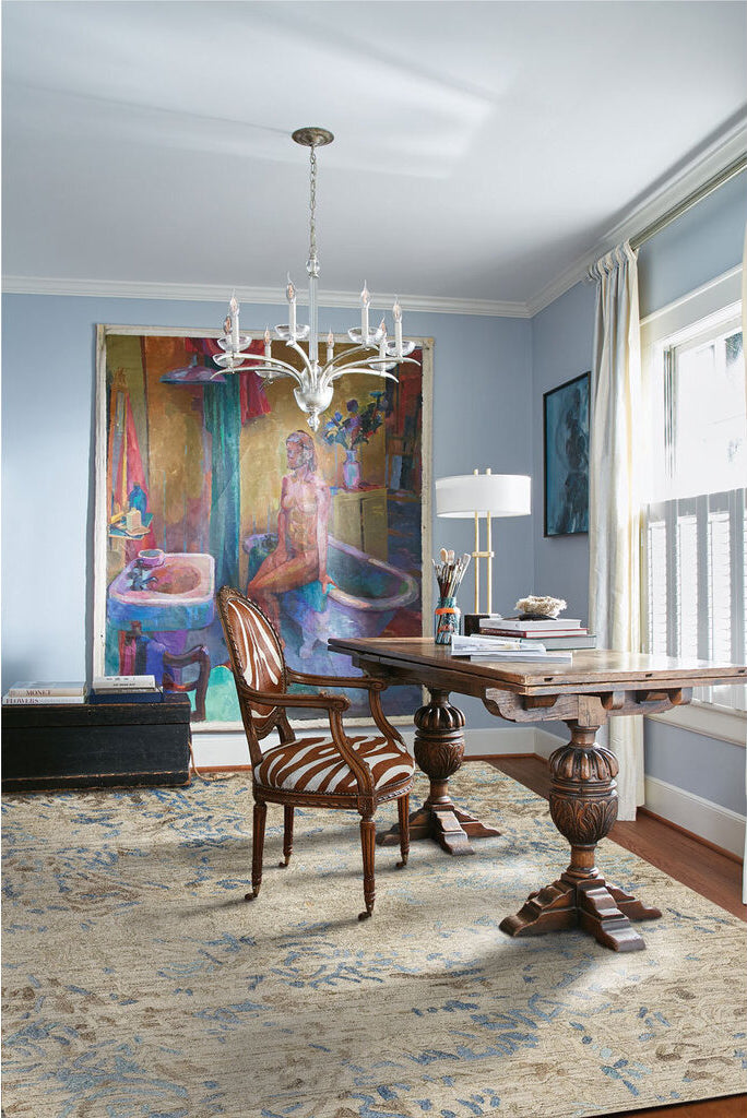Capel Goa Garden 2502 Blue Slate Area Rug by Williamsburg Rugs Rectangle Roomshot Image 1 Feature